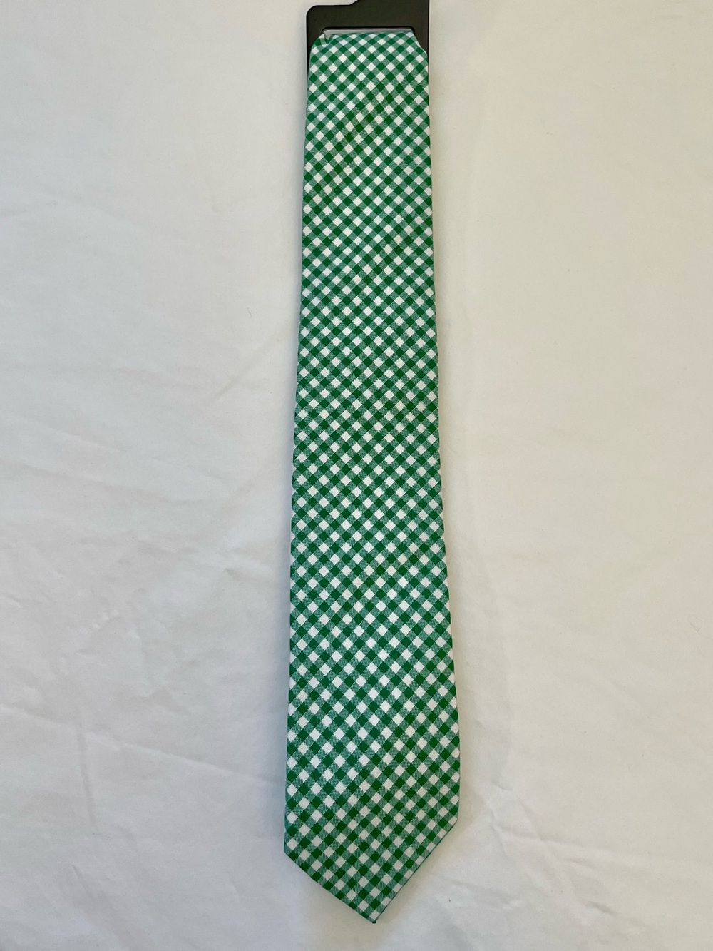 J. Crew Green and White Gingham Checkered Tie